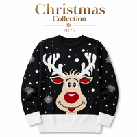 Pull de Noël en tricot jacquard 3D motif renne, unisexe, confortable, pour les fêtes d'hiver, service personnalisé direct usine