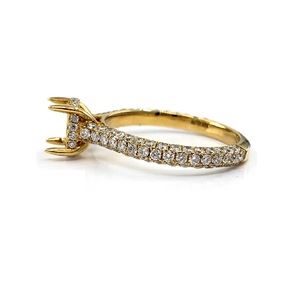 Bague Classique Homme en Or Jaune 18K Véritable Diamant Taille Brillant, Monture Semi-Précise Vide avec Pavé, Vente en Gros - Product Image 2