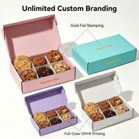 Boîte à biscuits rose personnalisée avec logo en feuille d'or, avec inserts séparateurs, 6 compartiments, boîte d'emballage en papier pour pâtisserie, biscuits, cadeaux, qualité alimentaire