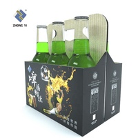 Porte-bouteille de vin en carton avec Logo personnalisé, paquet de Six paquets, vente en gros, poignée Portable bon marché, emballage en papier ondulé, porte-bouteille de bière 6
