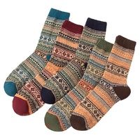7191 Chaussettes longues mi-mollet vintage en coton pour homme, absorbant la transpiration, automne-hiver