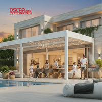 Pergola motorisée en aluminium avec toit à persiennes RGB - Solution d'éclairage idéale pour jardins, patios, cours arrière, auvents et pavillons