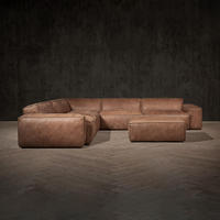 Ensemble de canapés modulaires de luxe en cuir italien pour salon, style antique
