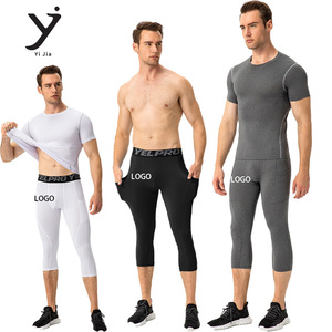 Pantalones Deportivos de Compresión para Hombre, 3/4 7/8 de Longitud, con Bolsillos, Secado Rápido, Alta Elasticidad, para Correr y Entrenar - Product Image 1
