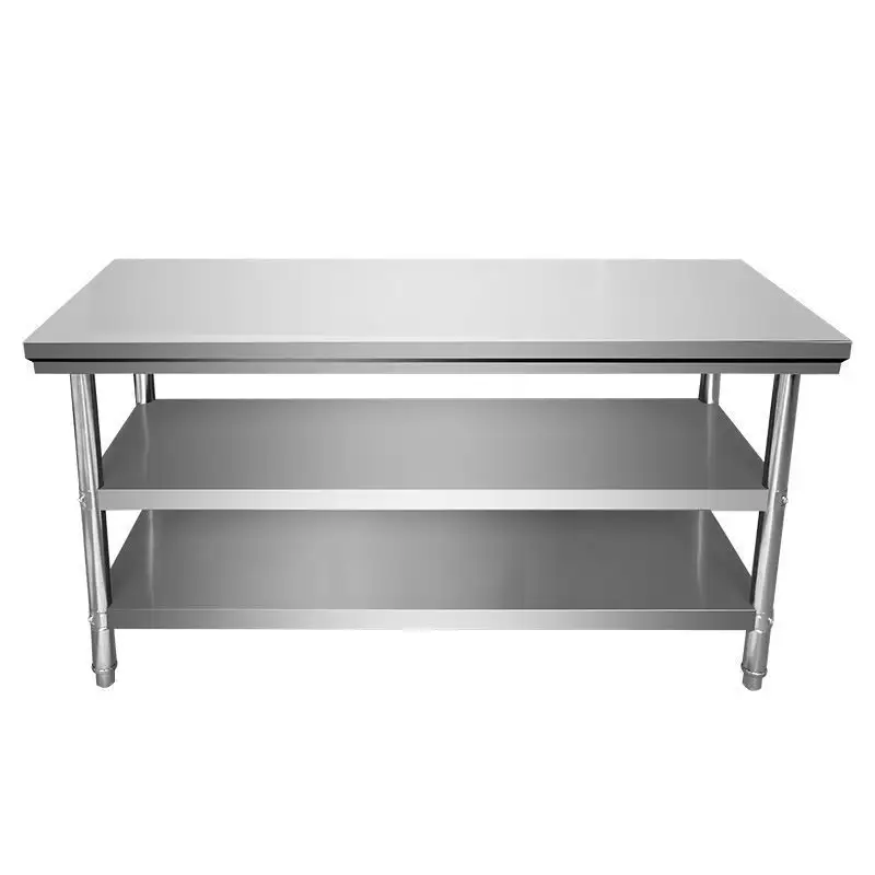 Équipement de cuisine de qualité parfaite Table de travail en acier inoxydable Table de travail en acier inoxydable à 3 niveaux