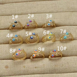 Vintage vergoldeter <span class=keywords><strong>Ring</strong></span> Bunter Emaille-Augenring für Frauen Männer Open Cuff Fashion <span class=keywords><strong>Ring</strong></span> verstellbar - Product Image 4
