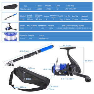 Offre Spéciale fibre de verre moins cher télescopique 2.1M débutant <span class=keywords><strong>canne</strong></span> à pêche en <span class=keywords><strong>mer</strong></span> et moulinet <span class=keywords><strong>ensemble</strong></span> combiné avec ligne leurres crochets - Product Image 3