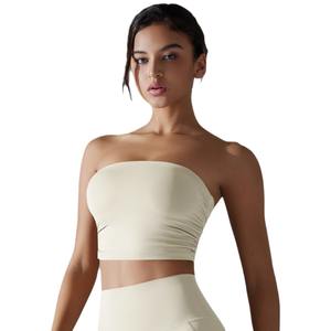 Couleur unie Yoga Top Tube Plissé Conception Respirant Slim Fit Antidérapant Courir Sous-Vêtements De Sport Vêtements De Fitness - Product Image 4