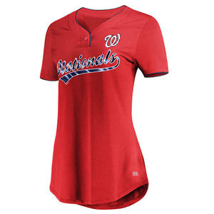 Camiseta de béisbol con cuello en V para mujer, remera de béisbol roja para niña, camiseta ajustada y elegante con estampado personalizado y diseños - Product Image 3