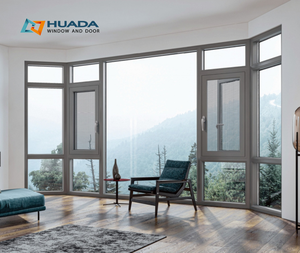 Fabriek Directe Prijs Aluminium Openslaande Ramen Complete Set Ramen Villa Entree Patio Thermische Breken Veiligheidsramen - Product Image 1