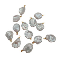 Perle de bricolage, grosse perle baroque Keshi de 13 à 18mm, perle d'eau douce en vrac avec un cintre en métal plaqué or en PVD en acier inoxydable