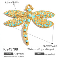 YIMEILI y Acero Inoxidable, Colgante de Esmalte con Baño de Oro de 18K, Diseño de Animales (Perro, Libélula, Pez Pequeño, Corazón), Charm DIY para Collar y Pulsera