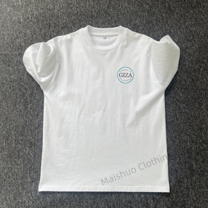 T-shirt da uomo bianca a costine di alta qualità, in tessuto spesso, personalizzabile con stampa serigrafica, all'ingrosso a buon prezzo - Product Image 2