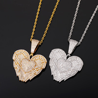 Nouveau pendentif cœur ailé en moissanite VVS D, passe le testeur de diamant, collier hip-hop glacé, bijoux de luxe tendance pour hommes