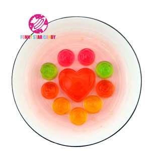 OEM ผลไม้คริสตัลรักพุดดิ้งเยลลี่ถ้วยลูกอมหลากสีสันรสวุ้นรูปหัวใจขนาดเล็กเยลลี่รูปกุหลาบ - Product Image 2