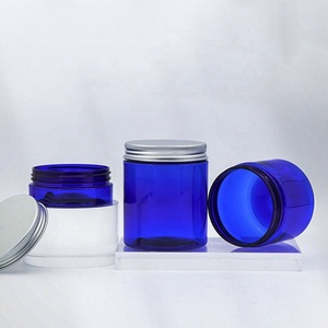 Envase Circular Transparente Azul de <span class=keywords><strong>Boca</strong></span> Ancha para Crema, de PET, con Tapa de Aluminio o Plástico, Multicapacidad, para Cosméticos - Product Image 2