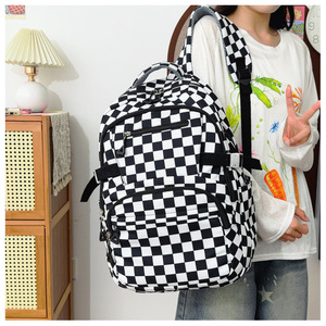 Mochila de viaje ligera de diseño simple con patrón de cuadrícula, capacidad L, para estudiantes, para uso diario. - Product Image 4