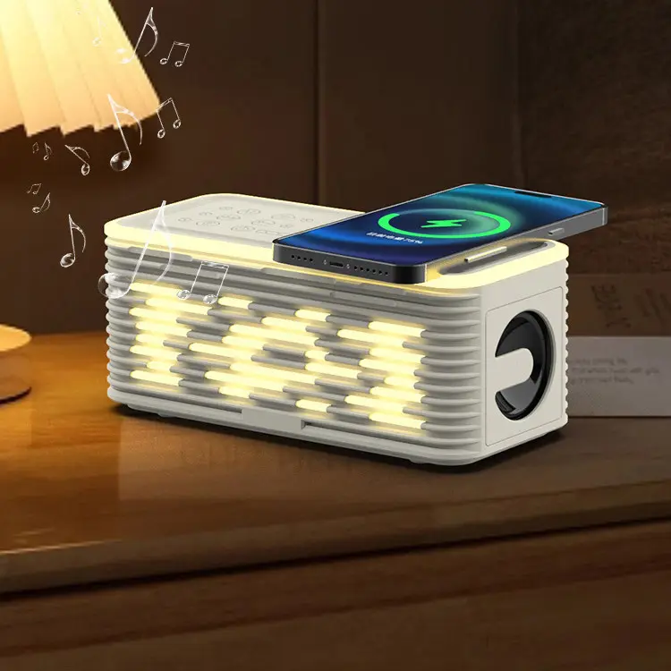 Speaker nirkabel isi daya 10W, pengeras suara Bluetooth tampilan Digital LED 3 dalam 1