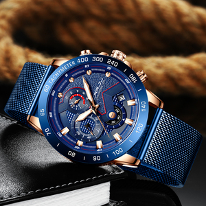 Montre à quartz pour homme CRRJU 2280, bracelet en maille, chronographe lumineux, calendrier, montre de <span class=keywords><strong>course</strong></span>, prix maximum - Product Image 5