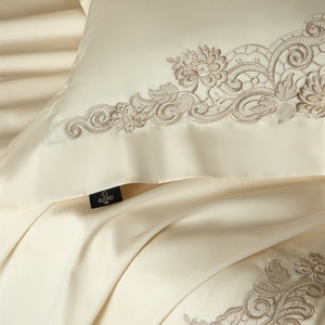 Italian Minimalist Embroidered Satin Cotton <b>Bedding</b> <b>Set</b> Four-Piece Soft Breathable Home Textiles - Product Image 5