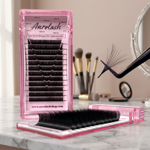 Extensions de cils individuelles Anrolash en faux vison, semi-faites à la main, faciles à éventaillement, avec étui en plastique transparent et carte de support - Product Image 2