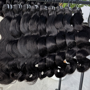 Soft Wavy <b>Body</b> <b>Wave</b> Hair Bundles Natural Black Human Hair Double Weft Thick Full Hair Extensions For Hair Business Supply - Product Image 3