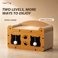 Lit pour chat pliable multi-niveaux en carton ondulé écologique, griffoir, robuste, résistant à l'usure, sans perte de fibres, tout-en-un