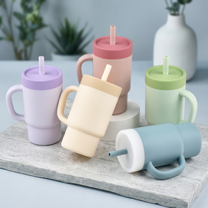 Vaso infantil de acero inoxidable de grado alimenticio con pajita y tapa para el entrenamiento de bebés para beber agua - Product Image 4