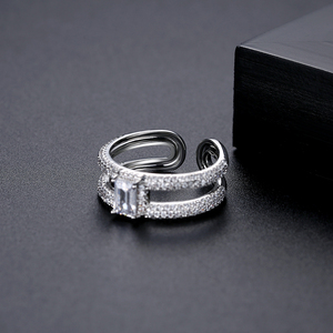LUOTEEMI 90S Cristal À La Mode Doigt Zircon De Luxe Punk Bijoux Iced Out Géométrique Carré Pierre Femme Anneau - Product Image 5