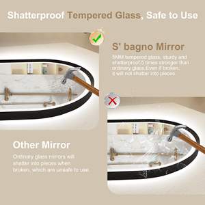 Frameless <b>LED</b> <b>Mirror</b> with a Silver <b>Mirror</b> Backing, Enhances <b>Light</b> Reflectivity for a Brighter Space - Product Image 6