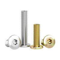 Carbon Steel SS304 Chamfered Flat Socket Screws Metric M2 M2.5 M3 M4 M5 M6 M8 M10 M12 Large Wafer Head Furniture Bolts