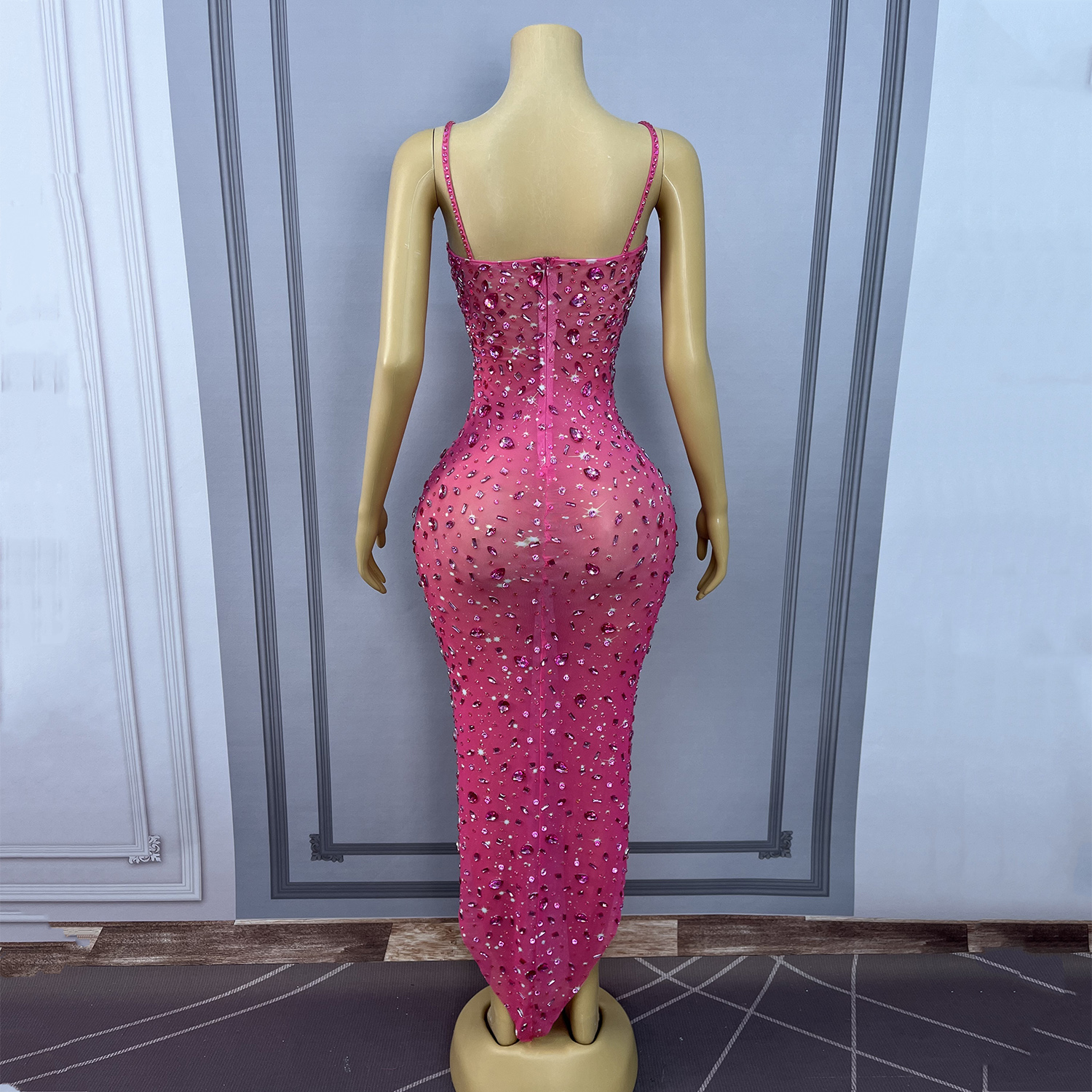 open lace back dress Luxury Pink Maternity Gown, Pregnant Guest, Baby Shower 1XL / Dreamy Pink