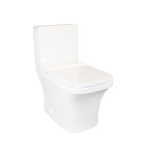 Juego de Inodoro y Lavabo de Pedestal de Cerámica para Hotel, Inodoro de Una Pieza y Lavabo Cuadrado Color Blanco, Artículos Sanitarios para Baño - Product Image 2
