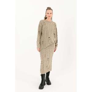 Jupe longue tricotée pour femme en laine et coton, taille naturelle 32030ETK - Product Image 5
