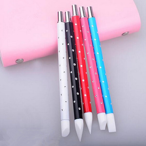 Lot de 5 stylos de nail art carrés solides pour gravure et gaufrage, avec embout en silicone pour colle et strass, outil de manucure - Product Image 1