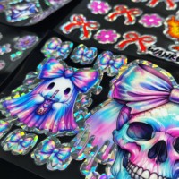 Autocollants DTF UV Effet Verre Brisé pour Gobelets, Décalcomanies Holographiques Personnalisées Imperméables pour Tasses, Bouteilles et Emballages