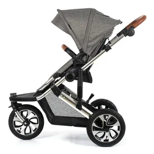 New design manufacture high landscape baby pushchairs 3 big wheel jogging stroller suspension for running