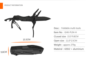 Alicates multiherramienta plegables, cuchillo con Destornilladores, recubrimiento negro, superventas - Product Image 6