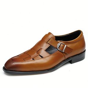 Nouvelle Tendance : Chaussures Habillées Noires en Cuir Véritable pour Hommes, Style Britannique Authentique, Idéales pour Mariages et Soirées - Product Image 1