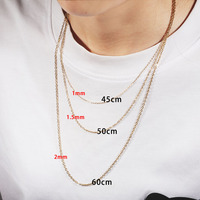 Collier Chaîne Mailles Forçat Simple en Acier Inoxydable Cynya, Bijou de Mode Plaqué Or 18 Carats pour Femme, Chaîne Style Câble Classique