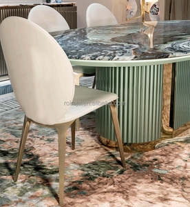 Mesa de Comedor Ovalada de Piedra Verde de Alta Gama, Estilo Italiano, para 6, <span class=keywords><strong>8</strong></span> o <span class=keywords><strong>10</strong></span> Personas, Mesa de Comedor Grande de Lujo para Villa o Restaurante, Mesa de Mármol - Product Image 3