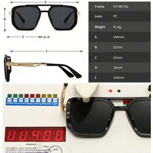 Gafas de Sol Cuadradas con Logotipo Personalizado, Estilo Vintage, Montura Grande, Punk, UV400, Doble Puente, Remaches, para Hombre y Mujer - Product Image 4