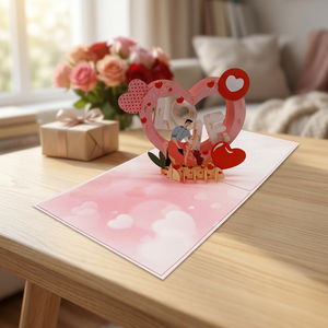 Carte pop-up 3D personnalisée tendance pour couple, découpée au laser, artisanat en papier fait main, cadeaux de mariage, artisanat de Hanoï, Thanksgiving - Product Image 2