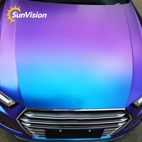 Film adhésif pour voiture en vinyle PET super brillant effet caméléon, 5 couleurs (violet, bleu, orange), 1,52 x 17 mètres