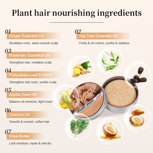 Shampooing <span class=keywords><strong>Solide</strong></span> au Gingembre Soin du Cuir Chevelu Réparation Cheveux Abîmés Hydratant Revitalisant Savon Naturel Vente en Gros Personnalisée Boîte en Aluminium - Product Image 4