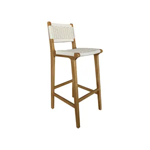 צרפתית חבל Weave מרופד עץ Barstool כיסא גבוהה עבור בר שולחן HL525-RW1