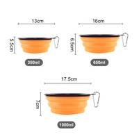 Bols pliables pour chien personnalisés avec logo promotionnel en TPE, 350 ml/650 ml/1000 ml, multicolores, avec couvercles amovibles et mousqueton portable, sans BPA