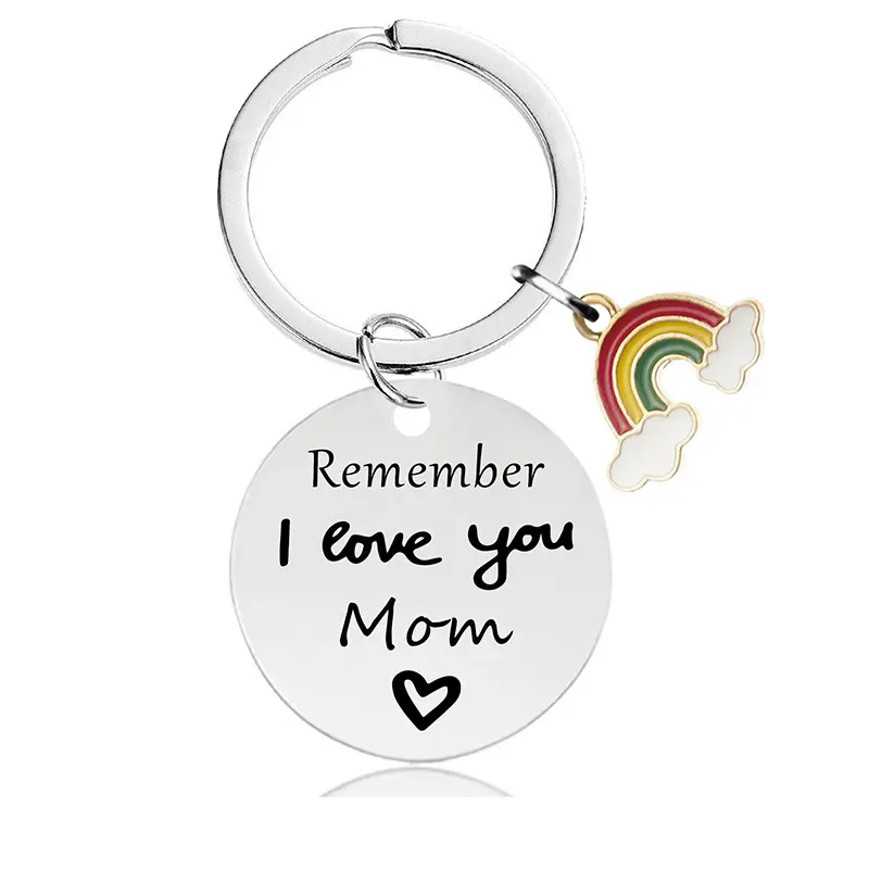 Hot sale fashion Remember I love you Mom silver plated rainbow metal key chain