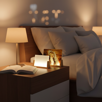 Lampes de nuit LED en forme de U avec alimentation USB, taille personnalisée, bases de table en bois de hêtre/noyer écologiques pour la décoration intérieure en acrylique