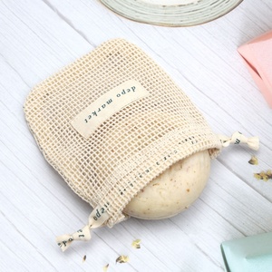 Custom Logo Label Natural Small Organic Soap <strong>Net</strong> Cotton Mesh <strong>Drawstring</strong> BagReusable Mesh Comb Cosmetic <strong>Pouch</strong> - Product Image 5